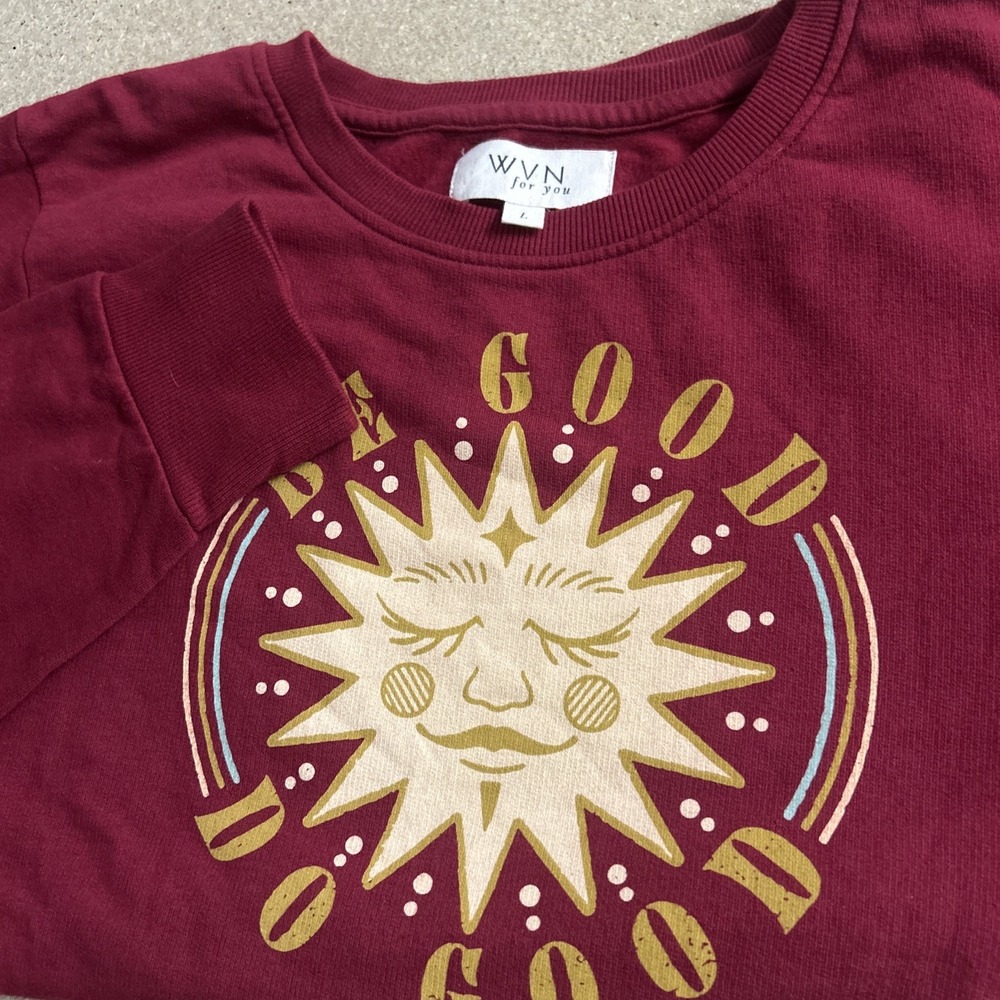 100% Organic cotton WVN Long Sleeve Valley Sweatshirt Size L‎ Be Good Do Good
